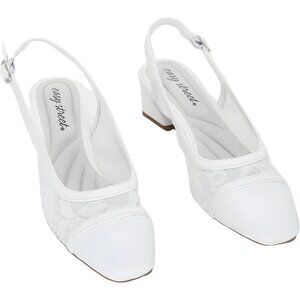 Easy Street Fortune White Slingback Square Toe Pumps Women US 6.5M
